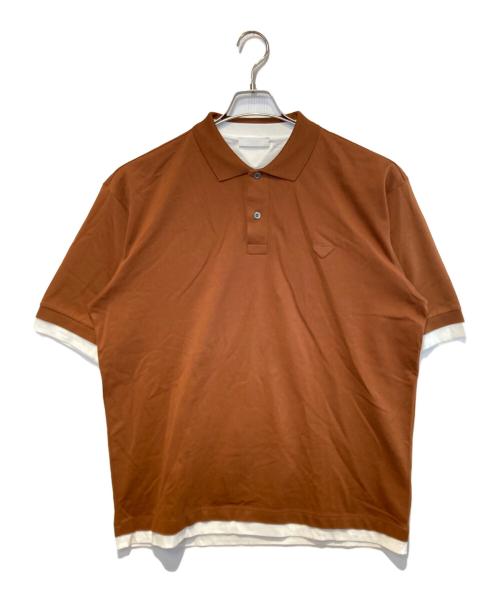 PRADA（プラダ）PRADA (プラダ) レイヤードポロシャツ ブラウン サイズ:XXLの古着・服飾アイテム
