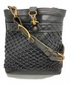 SLOWスロウ）の古着「レザーショルダーバッグ」｜ブラック