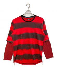 glamb（グラム）の古着「ダブルボーダーカットソー」｜レッド×ブラウン