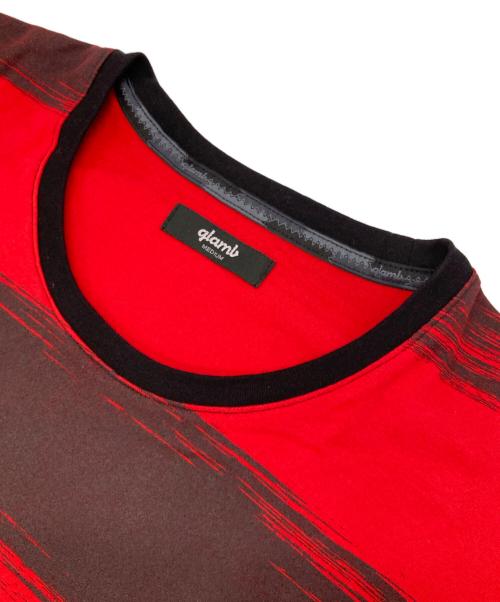glamb（グラム）glamb (グラム) ダブルボーダーカットソー レッド×ブラウン サイズ:Ｍの古着・服飾アイテム