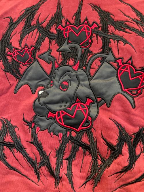 GALFY（ガルフィー）GALFY (ガルフィー) AVAM (アベアム) GEKIROCK CLOTHING (ゲキロッククロージング) コラボ・スウェット レッド サイズ:Lの古着・服飾アイテム