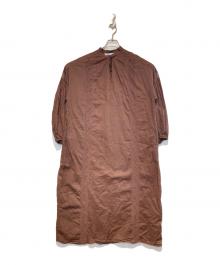 FRAMeWORK（フレームワーク）の古着「ファインボイルシームレースカフタンワンピース」｜ブラウン