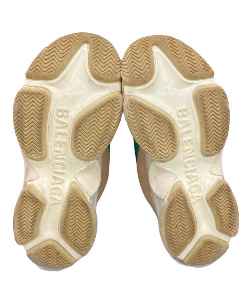 BALENCIAGA（バレンシアガ）BALENCIAGA (バレンシアガ) トリプルS メッシュ×レザー スニーカー ベージュ×グリーン サイズ:27.5cmの古着・服飾アイテム