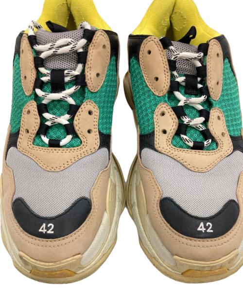 BALENCIAGA（バレンシアガ）BALENCIAGA (バレンシアガ) トリプルS メッシュ×レザー スニーカー ベージュ×グリーン サイズ:27.5cmの古着・服飾アイテム