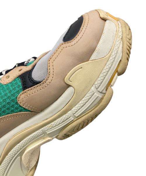 BALENCIAGA（バレンシアガ）BALENCIAGA (バレンシアガ) トリプルS メッシュ×レザー スニーカー ベージュ×グリーン サイズ:27.5cmの古着・服飾アイテム
