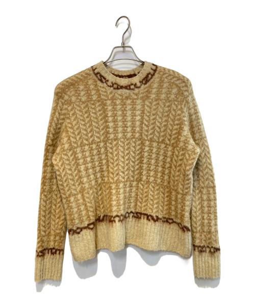 Acne studios（アクネ ストゥディオス）Acne studios (アクネ ストゥディオス) ハウンドトゥースチェック クルーネックニット ベージュ サイズ:XSの古着・服飾アイテム