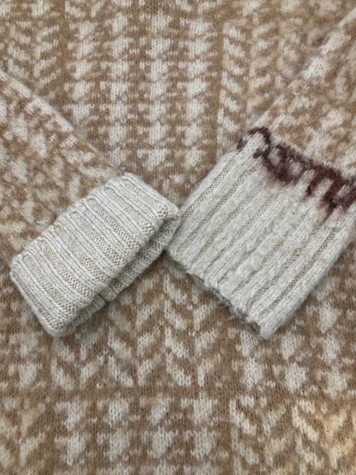 Acne studios（アクネ ストゥディオス）Acne studios (アクネ ストゥディオス) ハウンドトゥースチェック クルーネックニット ベージュ サイズ:XSの古着・服飾アイテム