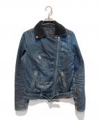 DIESELディーゼル）の古着「裏ボアデニムライダースジャケット」｜インディゴ