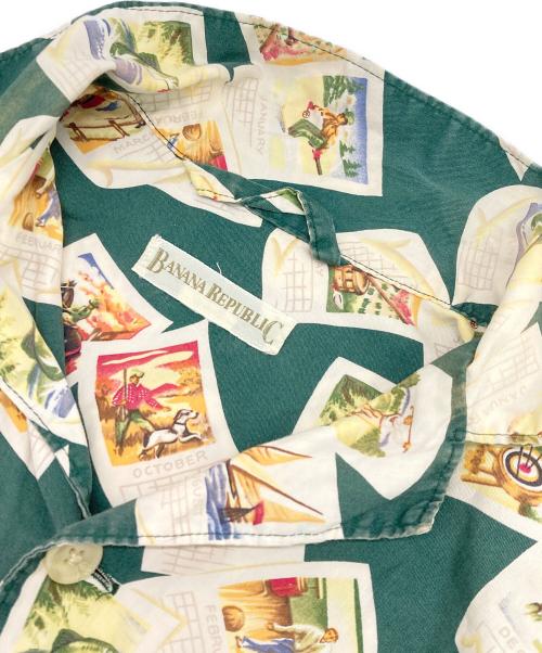 BANANA REPUBLIC（バナナリパブリック）BANANA REPUBLIC (バナナリパブリック) ［古着］総柄オープンカラーシャツ グリーン サイズ:下記参照　の古着・服飾アイテム