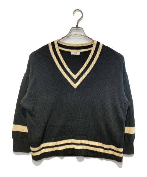 journal standard L'essage（ジャーナルスタンダード レサージュ）journal standard L'essage (ジャーナルスタンダード レサージュ) ラインニットプルオーバー ブラック サイズ:Fの古着・服飾アイテム