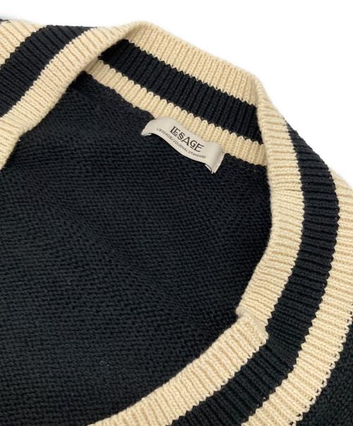 journal standard L'essage（ジャーナルスタンダード レサージュ）journal standard L'essage (ジャーナルスタンダード レサージュ) ラインニットプルオーバー ブラック サイズ:Fの古着・服飾アイテム