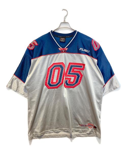 FUBU（フブ）FUBU (フブ) ゲームシャツ グレー×ネイビー サイズ:XXLの古着・服飾アイテム