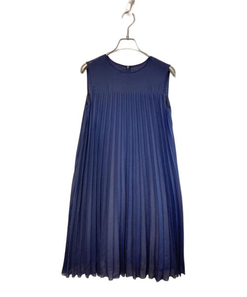 FOXEY NEWYORK（フォクシーニューヨーク）FOXEY NEWYORK (フォクシーニューヨーク) ノースリーブプリーツワンピース ネイビー サイズ:38の古着・服飾アイテム