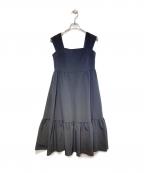 FOXEY NEWYORKフォクシーニューヨーク）の古着「FOXEYロゴノースリーブ フレアワンピース」｜ブラック