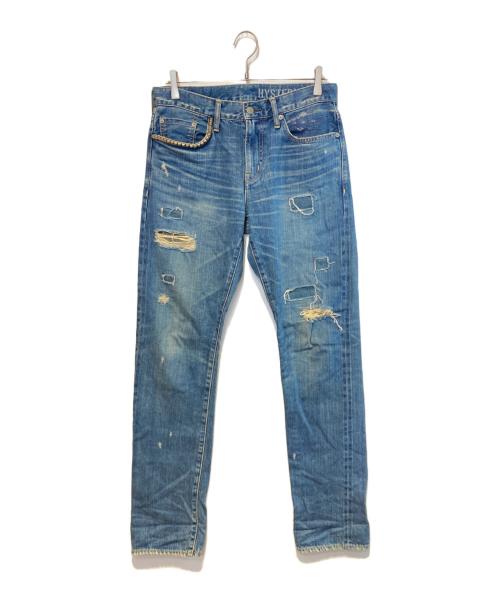Hysteric Glamour（ヒステリックグラマー）Hysteric Glamour (ヒステリックグラマー) スクエアウィンドスタッズデニムパンツ インディゴ サイズ:30の古着・服飾アイテム