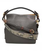 coco celux GOLDココセリュックスゴールド）の古着「タッセル付きワンハンドル 3WAYバッグ」｜ブラウン×イエロー