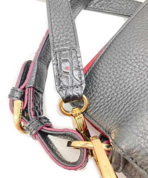 COCOCELUX GOLD（ココセリュックスゴールド）COCOCELUX GOLD (ココセリュックスゴールド) タッセル付きワンハンドル 3WAYバッグ ブラック×レッド サイズ:下記参照　の古着・服飾アイテム