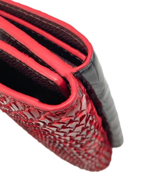 COCOCELUX GOLD（ココセリュックスゴールド）COCOCELUX GOLD (ココセリュックスゴールド) クロコダイル×パイソン ウォレット ブラック×レッドの古着・服飾アイテム