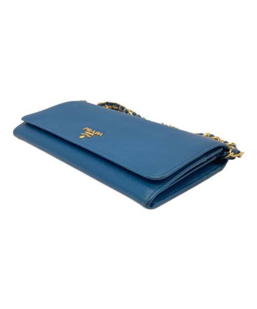 PRADA（プラダ）PRADA (プラダ) サフィアーノメタル チェーンウォレット ブルー(COBALTO)の古着・服飾アイテム