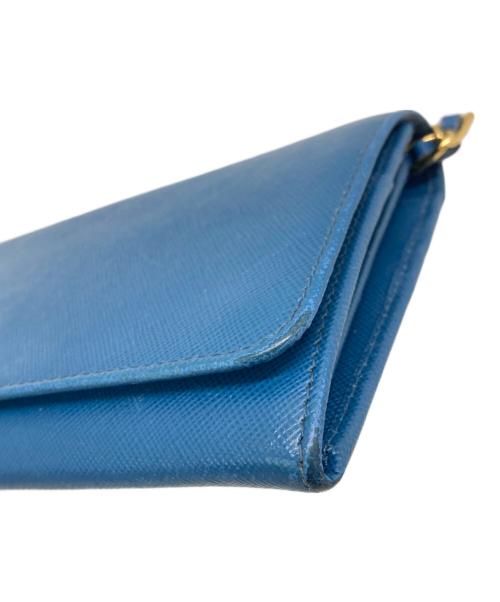 PRADA（プラダ）PRADA (プラダ) サフィアーノメタル チェーンウォレット ブルー(COBALTO)の古着・服飾アイテム