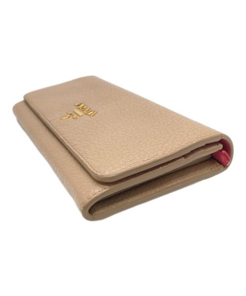 PRADA（プラダ）PRADA (プラダ) 長財布 ベージュ×ピンクの古着・服飾アイテム