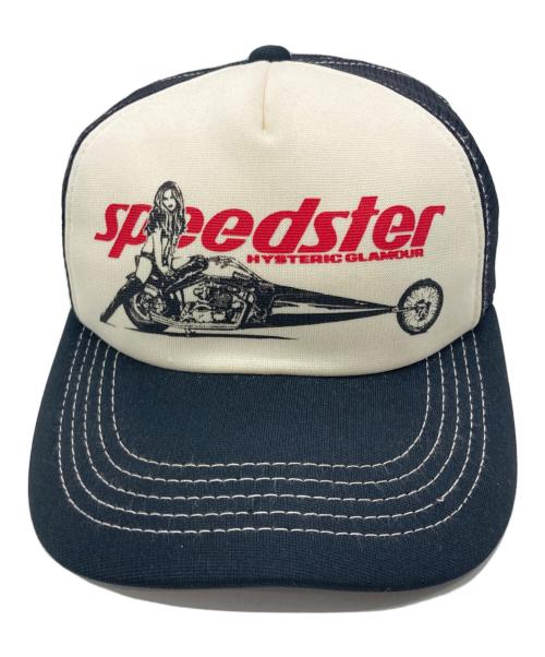 Hysteric Glamour（ヒステリックグラマー）Hysteric Glamour (ヒステリックグラマー) SPEEDSTER メッシュキャップ ブラック×ホワイトの古着・服飾アイテム