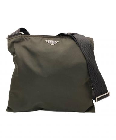 中古・古着通販】PRADA (プラダ) ナイロンショルダーバッグ カーキ 中古・古着通販】PRADA (プラダ) ナイロンショルダーバッグ カーキ