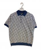 FENDIフェンディ）の古着「ジャガードポロシャツ」｜ネイビー×ホワイト