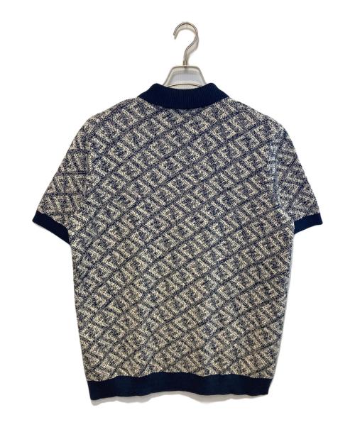 FENDI（フェンディ）FENDI (フェンディ) ジャガードポロシャツ ネイビー×ホワイト サイズ:50の古着・服飾アイテム