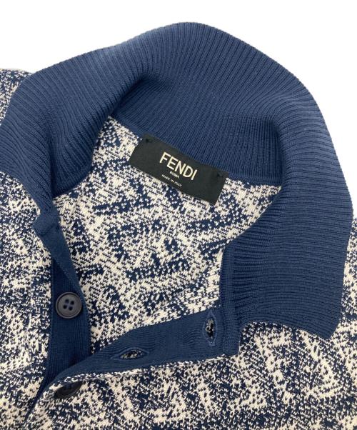 FENDI（フェンディ）FENDI (フェンディ) ジャガードポロシャツ ネイビー×ホワイト サイズ:50の古着・服飾アイテム