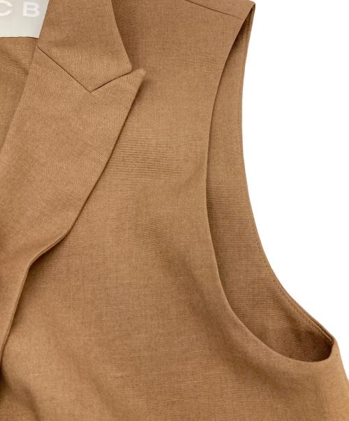 icB（アイシービー）icB (アイシービー) LooseWeave ロングジレ ブラウン サイズ:Sの古着・服飾アイテム