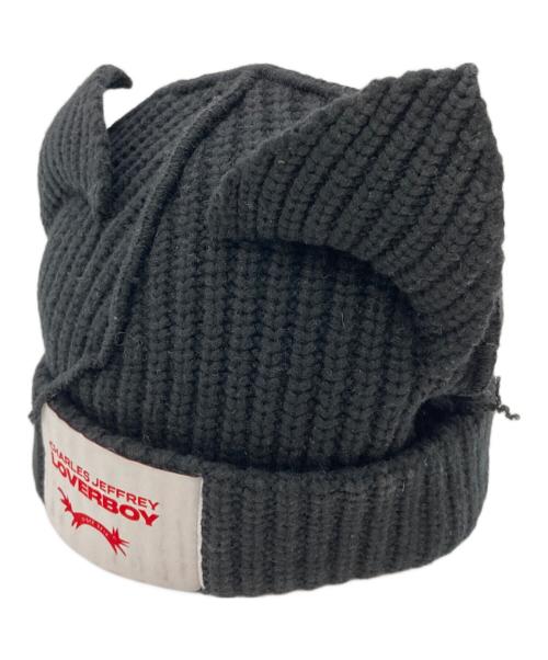 CHARLES JEFFREY LOVERBOY（チャールズ ジェフリー ラバーボーイ）CHARLES JEFFREY LOVERBOY (チャールズ ジェフリー ラバーボーイ) CHUNKY EARS BEANIE ブラックの古着・服飾アイテム