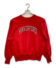 Champion REVERSE WEAVE（チャンピオン リバース ウィーブ）の古着「カレッジプリントスウェット」｜レッド