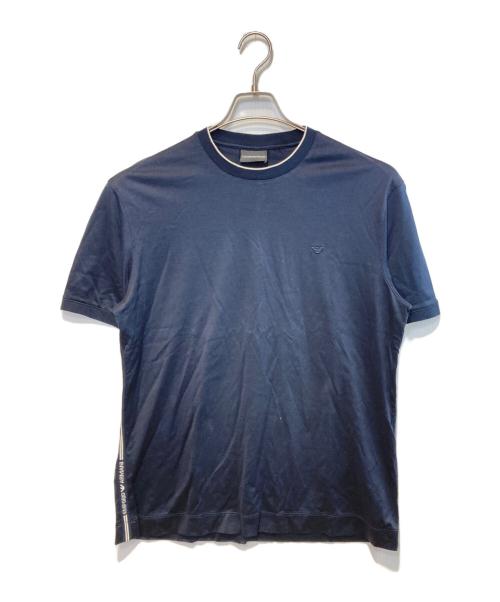 EMPORIO ARMANI（エンポリオアルマーニ）EMPORIO ARMANI (エンポリオアルマーニ) リヨセル混紡ジャージーTシャツ ネイビー サイズ:Lの古着・服飾アイテム