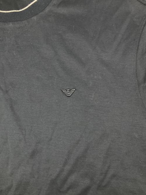 EMPORIO ARMANI（エンポリオアルマーニ）EMPORIO ARMANI (エンポリオアルマーニ) リヨセル混紡ジャージーTシャツ ネイビー サイズ:Lの古着・服飾アイテム