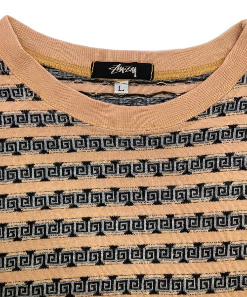 stussy（ステューシー）stussy (ステューシー) クルーネックカットソー ベージュ×ブラック サイズ:Lの古着・服飾アイテム