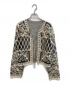 Adam et Ropeアダム エ ロペ）の古着「チュール刺繍カーディガン」｜ブラック