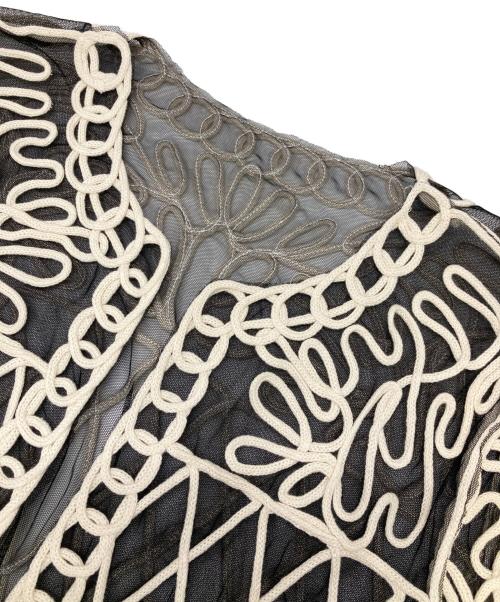 Adam et Rope（アダム エ ロペ）Adam et Rope (アダム エ ロペ) チュール刺繍カーディガン ブラック サイズ:FREEの古着・服飾アイテム