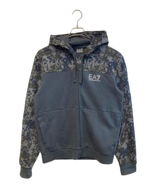 EA7（イーエーセブン）EA7 (イーエーセブン) ジップパーカー ブラック×ネイビー サイズ:XLの古着・服飾アイテム