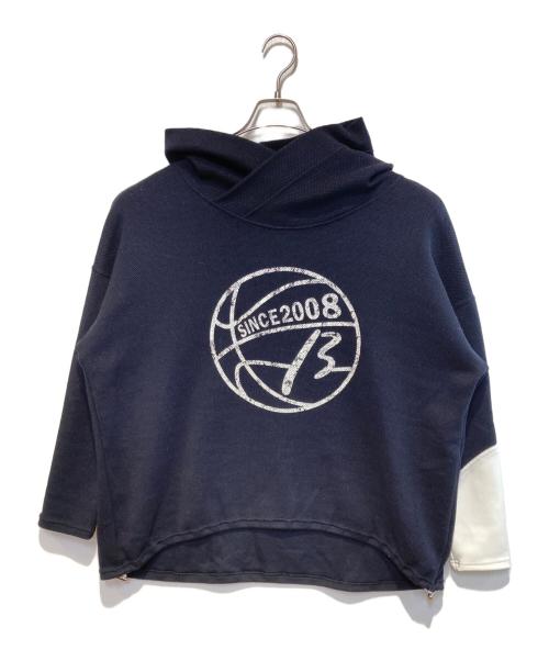 β（ベータ）β (ベータ) バスケットカノコボールプリント フーディープルオーバー ネイビー サイズ:9の古着・服飾アイテム