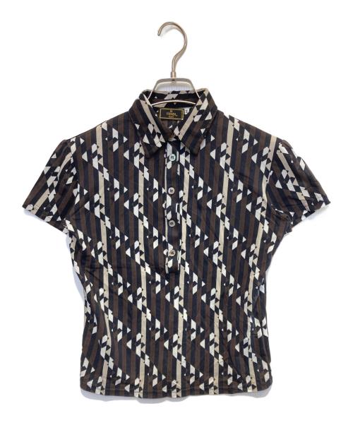FENDI（フェンディ）FENDI (フェンディ) ズッカ柄ポロシャツ ブラウン サイズ:44の古着・服飾アイテム