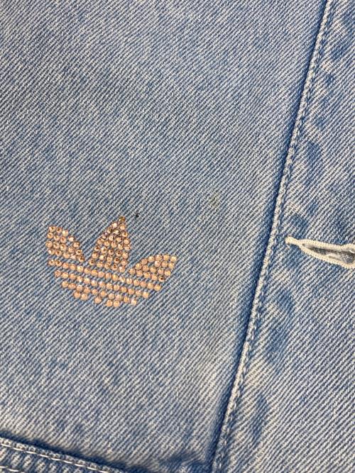 adidas（アディダス）adidas (アディダス) デニム ラインストーン ジャケット インディゴ サイズ:XSの古着・服飾アイテム