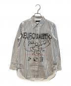 DIESELディーゼル）の古着「ストライププリントシャツ」｜ホワイト×ブラック