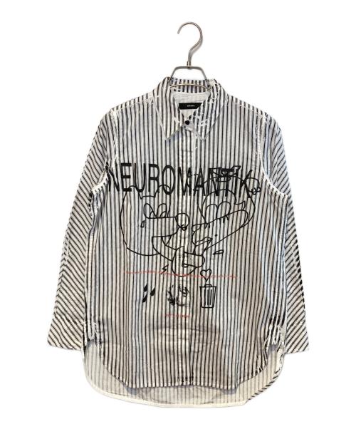 DIESEL（ディーゼル）DIESEL (ディーゼル) ストライププリントシャツ ホワイト×ブラック サイズ:XXS 未使用品の古着・服飾アイテム