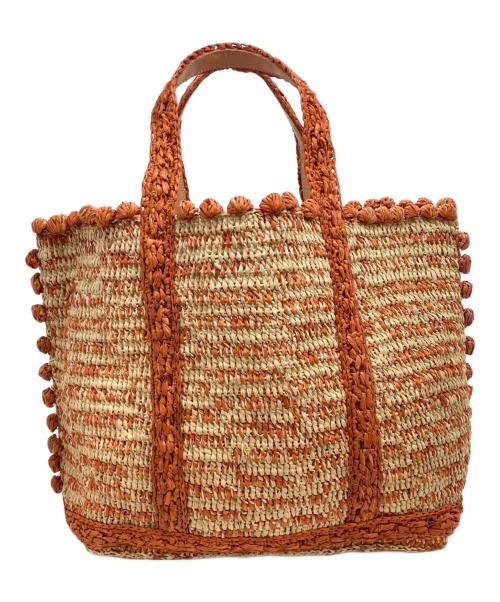 vanessabruno（ヴァネッサブリューノ）vanessabruno (ヴァネッサブリューノ) ラフィアトートバッグ ベージュ×オレンジの古着・服飾アイテム