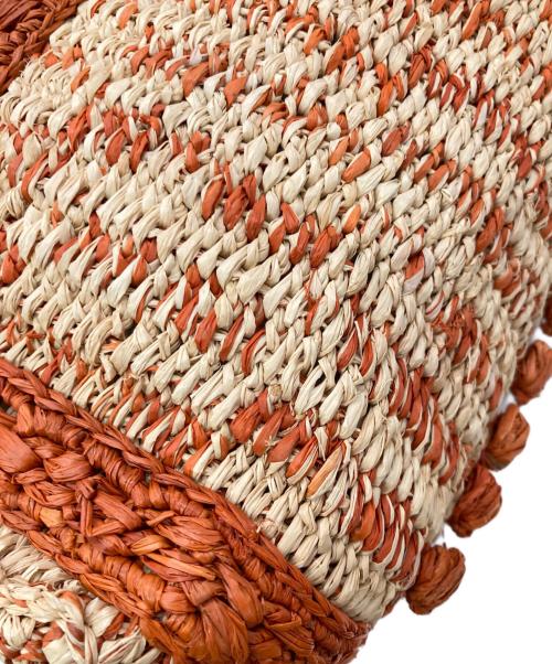 vanessabruno（ヴァネッサブリューノ）vanessabruno (ヴァネッサブリューノ) ラフィアトートバッグ ベージュ×オレンジの古着・服飾アイテム