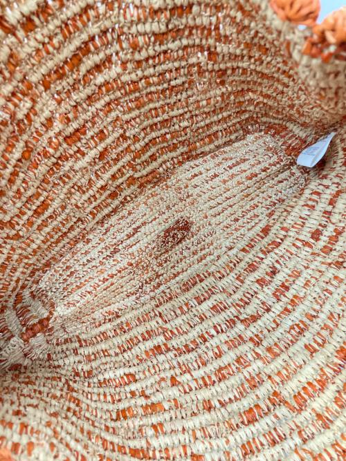 vanessabruno（ヴァネッサブリューノ）vanessabruno (ヴァネッサブリューノ) ラフィアトートバッグ ベージュ×オレンジの古着・服飾アイテム