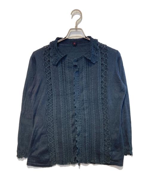 45R（フォーティファイブ・アール）45R (フォーティファイブ・アール) コットンニットカーディガン ネイビー サイズ:3の古着・服飾アイテム