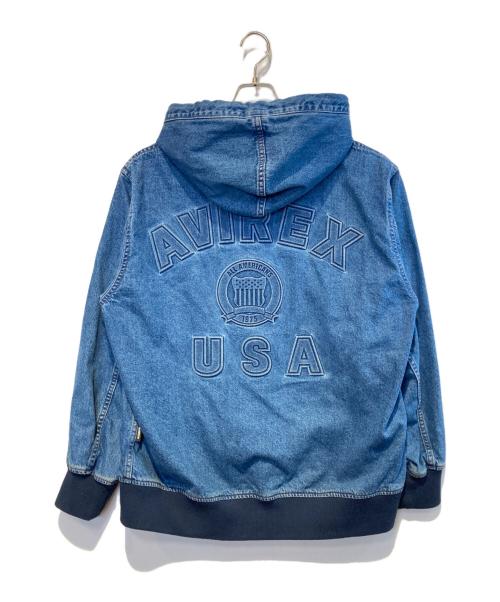 AVIREX（アヴィレックス）AVIREX (アヴィレックス) DENIM SIGNATUR LOGO PARKA インディゴ サイズ:XLの古着・服飾アイテム