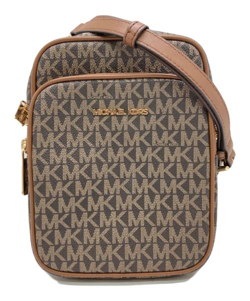 MICHAEL KORS（マイケル・コース）MICHAEL KORS (マイケルコース) Jet Set Travel Medium Signature Logo Crossbody Bag ブラウンの古着・服飾アイテム